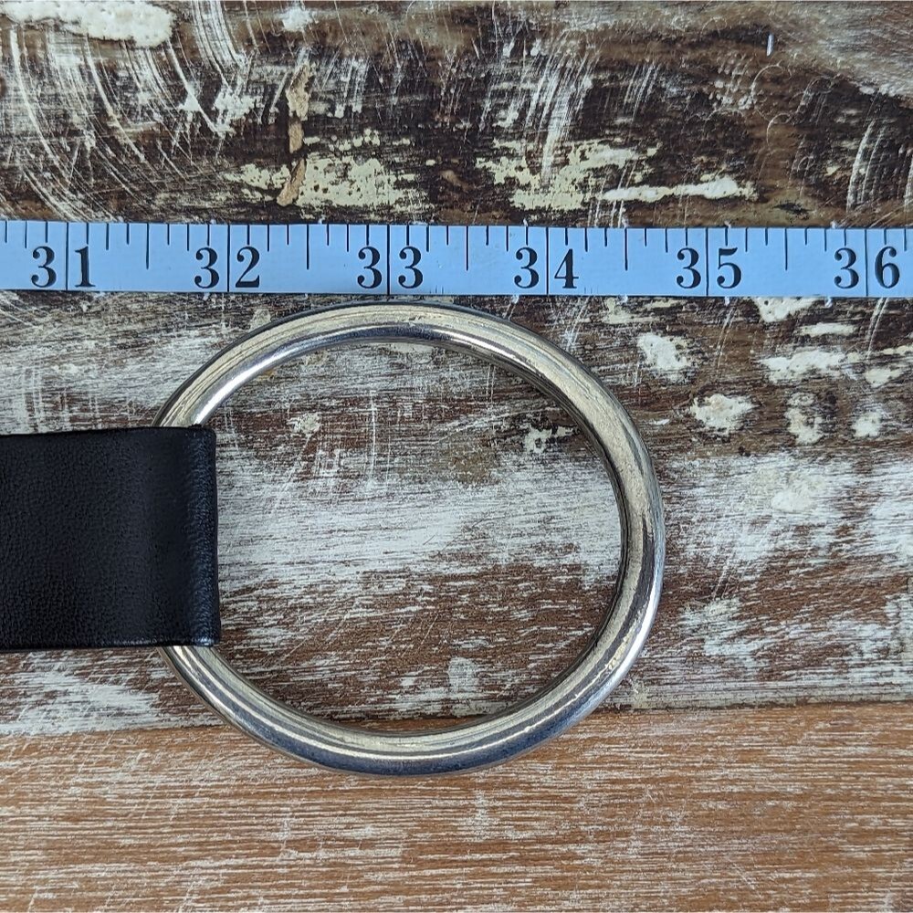 Suzi Roher Chunky Silver Tone and Black Leather Belt 35"- 40" Women - Picture 6 of 8